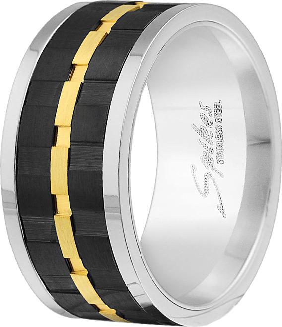 Star Piercing Ring silber gerillt gold und schwarz
