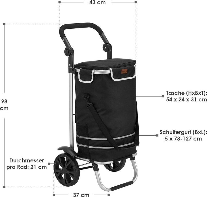 Image du produit Juskys Chariot à provisions 3en1