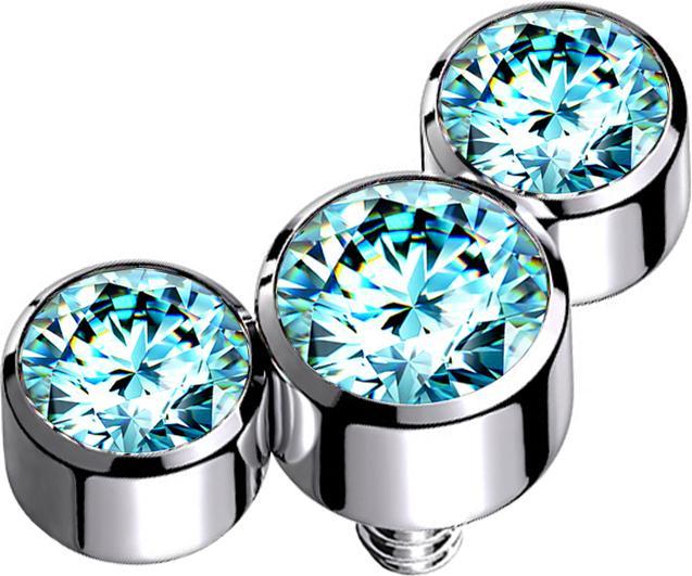 Image du produit Star Piercing Dermal Anchor argent trois cristaux aqua (sans laiton, Titane G23)