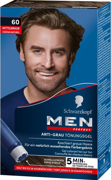 Schwarzkopf Men Perfect Anti-Grau Tönungs-Gel (60 Natur Mittelbraun)