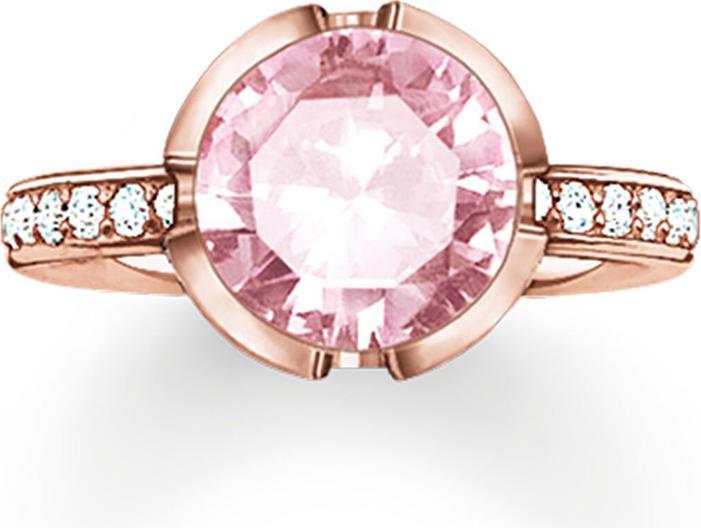 Actual product image Thomas Sabo Ring pink zirconia rose gold-plated TR2037-633-9 (54, 925 Silver)