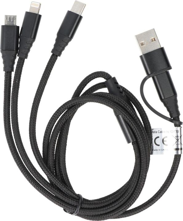 Immagine prodotto AccuCell Cavo di ricarica USB 3in1 con connessione Lightning, micro USB e USB-C (1 m, USB 2.0)
