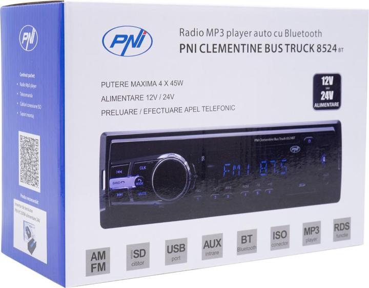 Produktbild PNI Autoradio MP3-Player Clementine Bus Truck 8524BT RDS 4x45w 12V/24V 1 DIN mit SD, USB, AUX, RCA u
