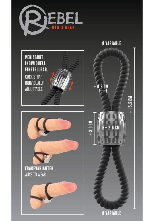 Actual product image Rebel Heavy Rope Cock Strap with two Loops (5.50 cm)