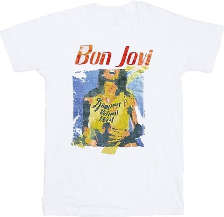 Bon Jovi Unisex Adult Slippery When Wet Original Cover Cotton T-Shirt