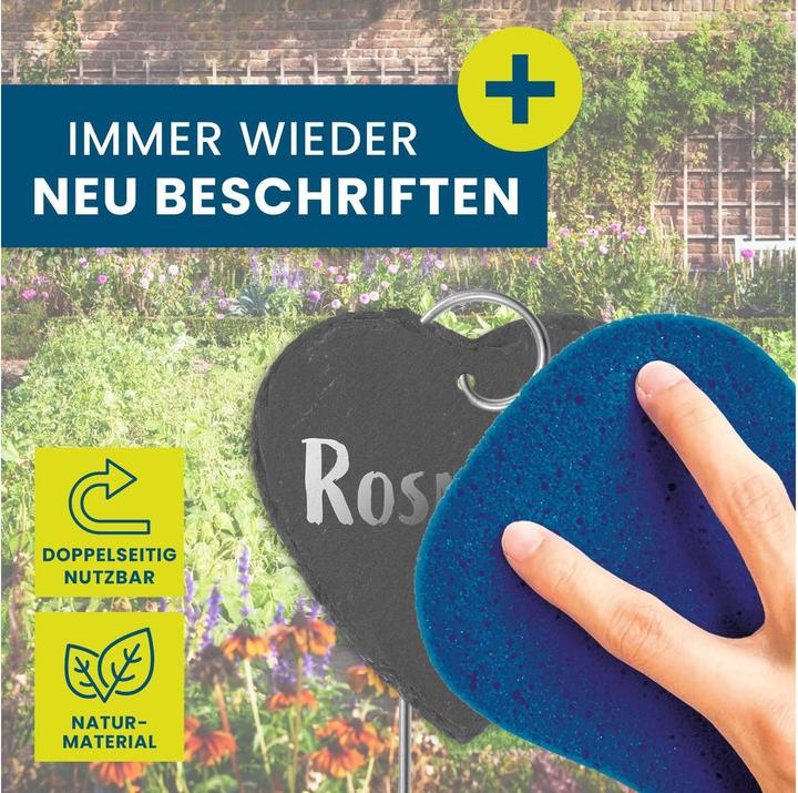 Actual product image Hoberg Pflanzschilder Set Schiefer Herz, 10 Stück, Zubehörtyp (40 cm, 10 cm)