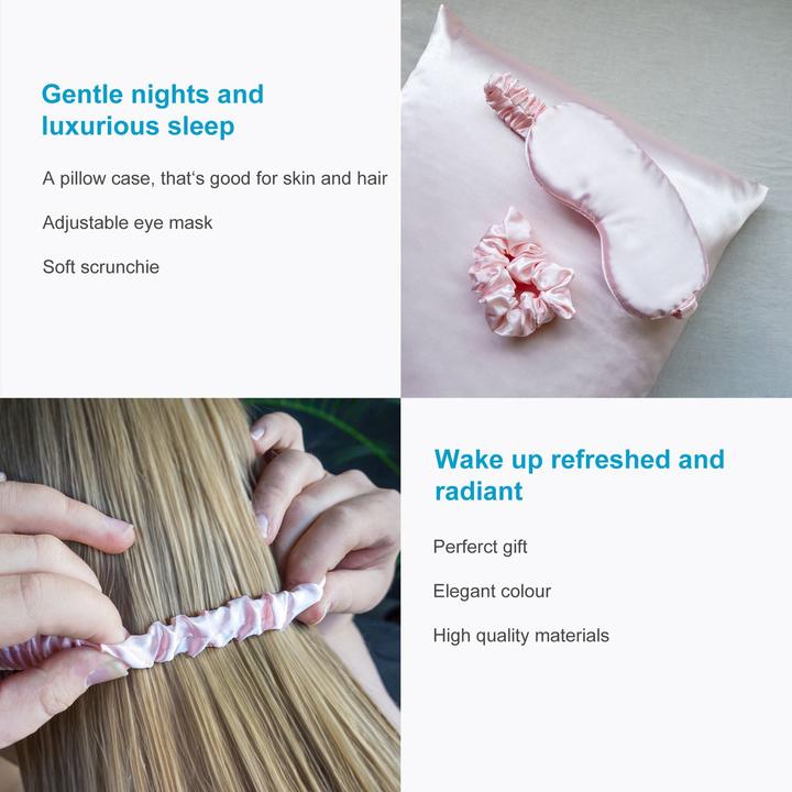 Actual product image Intirilife Seiden Schlafset inkl. Schlafmaske Kissenüberzug Haarband (Sleeping mask)