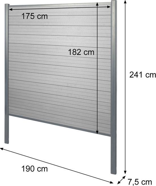Produktbild Swisshandel24 WPC-Sichtschutz Sarthe, Windschutz Zaun, Alu-Pfosten zum Einbetonieren Basiselement, 190cm anthraz (7.50 cm)