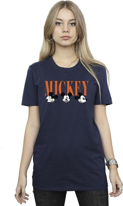 Actual product image Disney Womens/Ladies Mickey Mouse Faces Cotton Boyfriend T-Shirt (L)