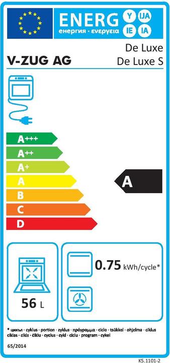 Energie-Label V-Zug De Luxe S