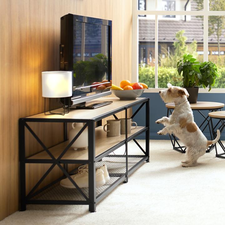 Actual product image tectake TV stand w/ three shelves