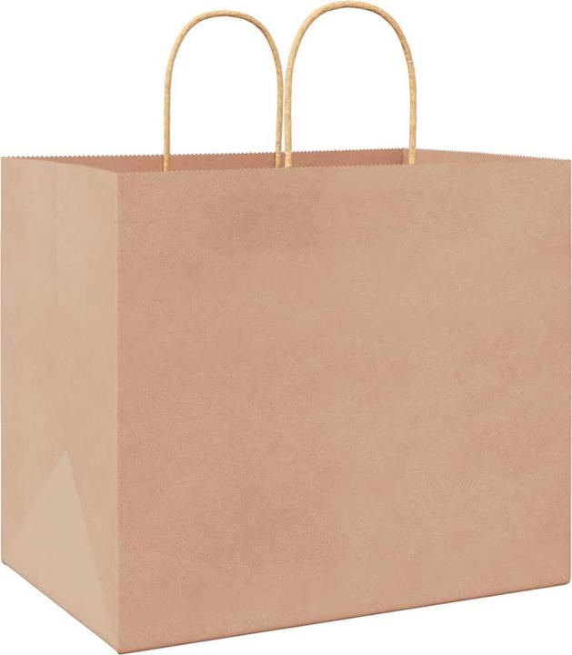 Produktbild VidaXL Kraftpapiertüten 250 Stk. mit Henkel Braun 32x22x28 cm Papiertüte (Geschenktüte, 250 x)