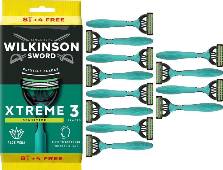 Wilkinson Xtreme 3 Sensitive Einwegrasierer für Männer 8+4