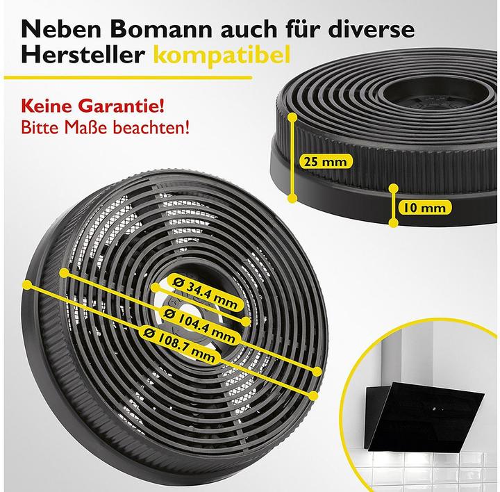 Actual product image Bomann KF 571 2 pieces, activated charcoal filter for DU 774/7602 black