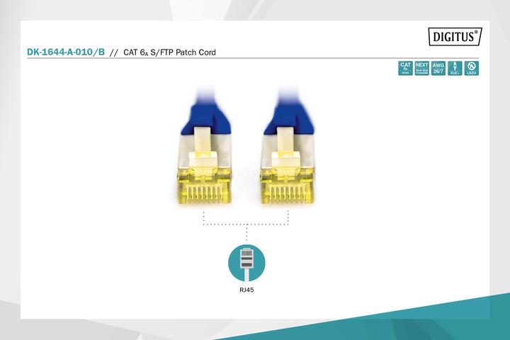 Actual product image Digitus CAT6A S-FTP Patchk.,1m, Blue (S/FTP, CAT6a, 1 m)