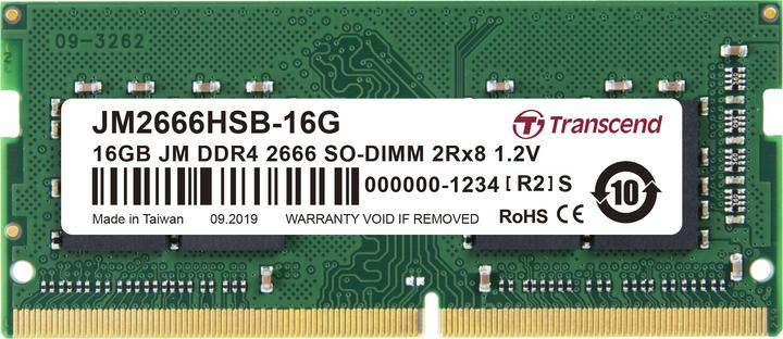 Produktbild Transcend 16GB JM DDR4 2666MHZ (1 x 16GB, 2666 MHz, DDR4-RAM, SO-DIMM)