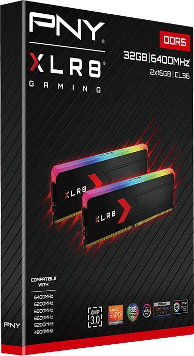 Actual product image PNY MD32GK2D5640036XRGB (2x16Go 6400 PC51200) (2 x 16GB, 6400 MHz, DDR5 RAM)
