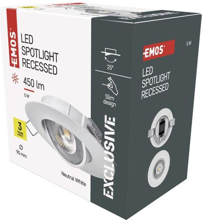 Produktbild Emos LED Deckenspot Exclusive weiss, rund, 5W neutralweiss (450 lm)