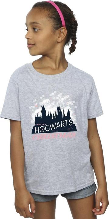 Actual product image Girls Hogwarts Christmas Cotton T-Shirt (116)