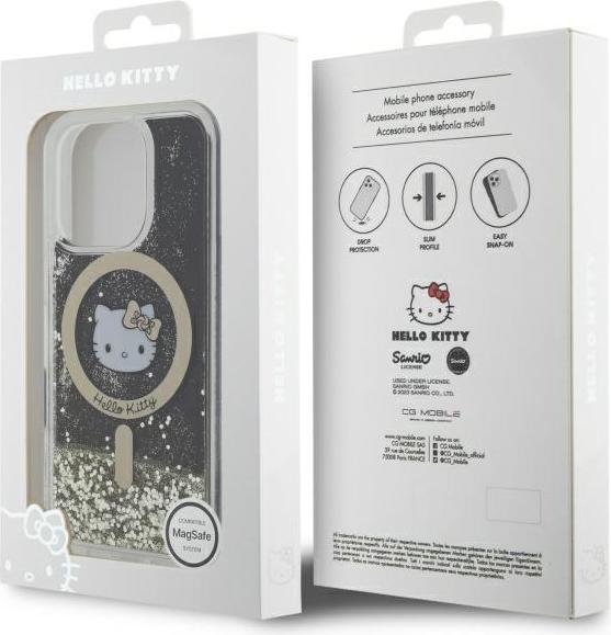 Image du produit Hello Kitty HKHMP16LLGDIK iPhone 16 Pro 6.3" czarny złoty/black gold hardcase Liquid Glitter Fever (Apple iPhone 16 Pro)