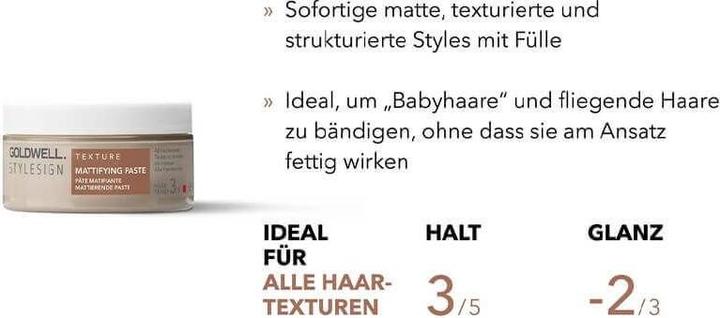 Nutritional values and ingredients Goldwell Stylesign Mattifying Paste 50ml (Hair cream, 50 ml)