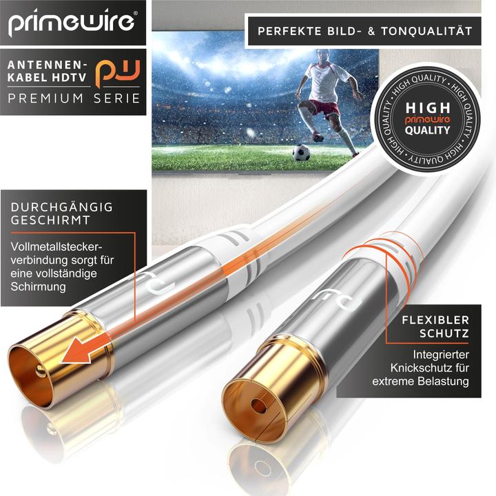 Actual product image Primewire Antenna cable HDTV | Premium coaxial cable 135dB / 75 Ohm | FullHD / 4K Ultra HD | TV cable (135 dB, Antenna cable)