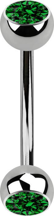 Immagine prodotto Star Piercing Micro banana in argento con due sfere di cristallo verdi (senza ottone, Titanio G23)