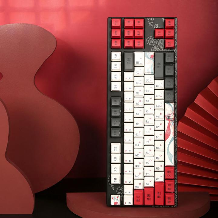 Actual product image Varmilo VEA87 Beijing Opera TKL Gaming Keyboard, MX-Brown, white LED - US Layout (US, Cable)