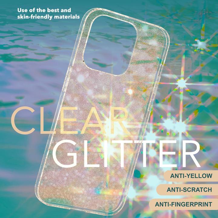 Actual product image Nalia Clear glitter silicone cover (Apple iPhone 15 Pro Max)