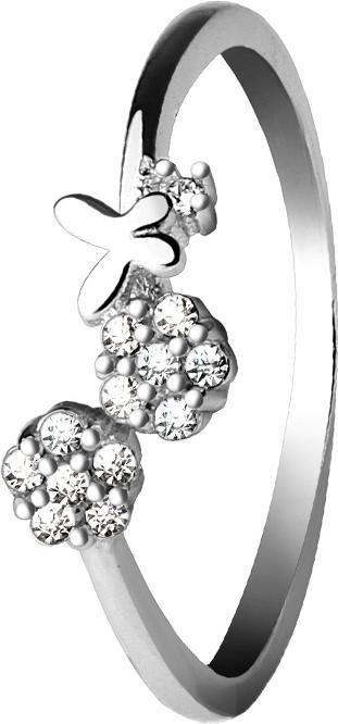 Star Piercing Ring silber Schmetterling und Blumen (57, 925 Silber)