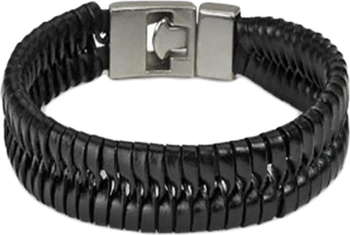 Actual product image Star Piercing Leather bracelet black with scales (Leather, without brass)