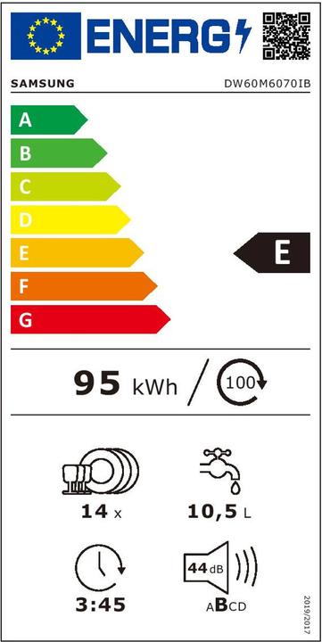 Energy Label Samsung DW60M6070IB