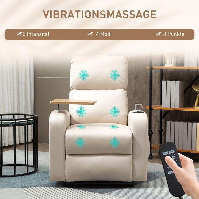 Produktbild Swisshandel24 Relaxsessel mit Massage und FB, Fernsehsessel, Mikrofaser, Beige