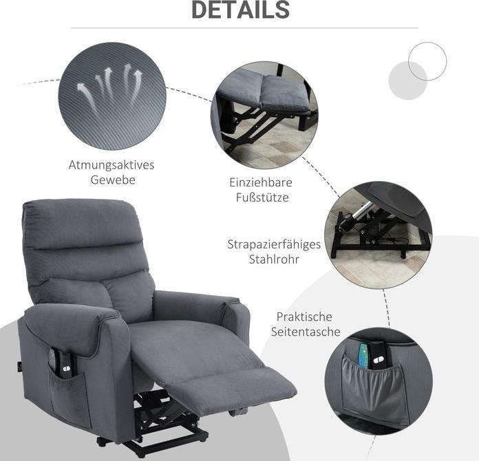 Produktbild Swisshandel24 Fernsehsessel mit Massage, Aufstehhilfe, Heizung, Liegefunktion 79x97x103 cm