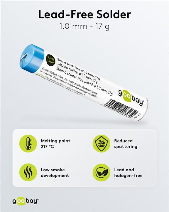 Produktbild Goobay Profi Lötzinn bleifrei, ø 1,0 mm, 17 g (Lötzinn)