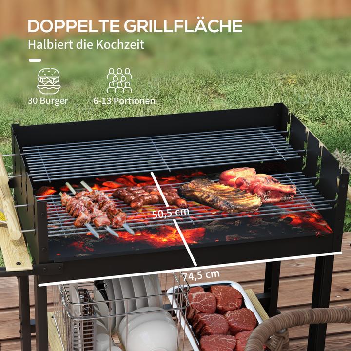Actual product image Outsunny Charcoal grill with height-adjustable grill grates