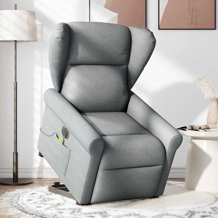 Actual product image VidaXL Electric massage chair with stand-up aid Light grey fabric