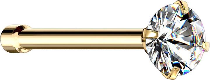 Actual product image Star Piercing Nose stud straight gold-plated round crystal set in silver (Surgical steel 316L)