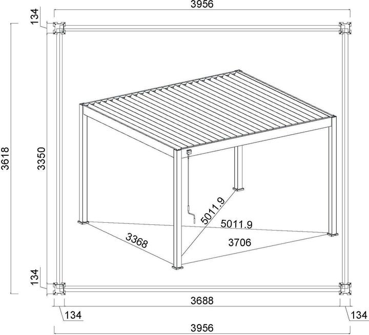Actual product image Weide Pergola Deluxe Plus with slatted roof 3.6x4m White (400 cm, 360 cm)