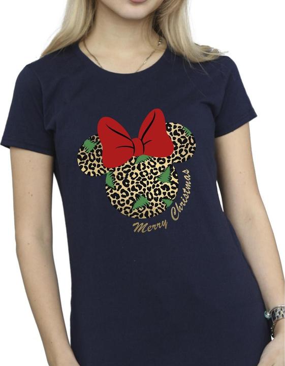 Actual product image Disney Womens/Ladies Minnie Mouse Leopard Christmas Cotton T-Shirt (L)