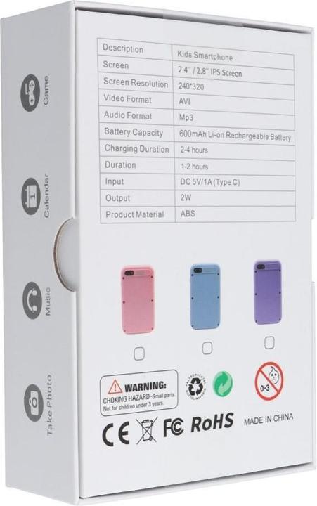 Actual product image Alogy Consumer electronics OEM Gaming phone for kids with touch screen 2,8" KDC-0027A purple (2.80")