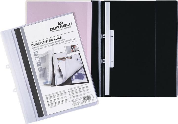 Produktbild Durable Schnellhefter DURAPLUS de Luxe, DIN A4, schwarz aus extra starker Folie, transparenter Vorderdeckel (A4, 25 x)