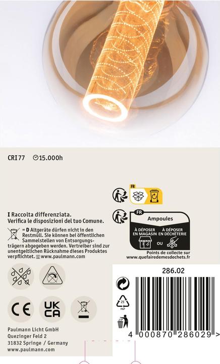 Image du produit Paulmann Source de lumière GLOW G95 E27 (E27, 4 W, 200 lm, 1 x, A)