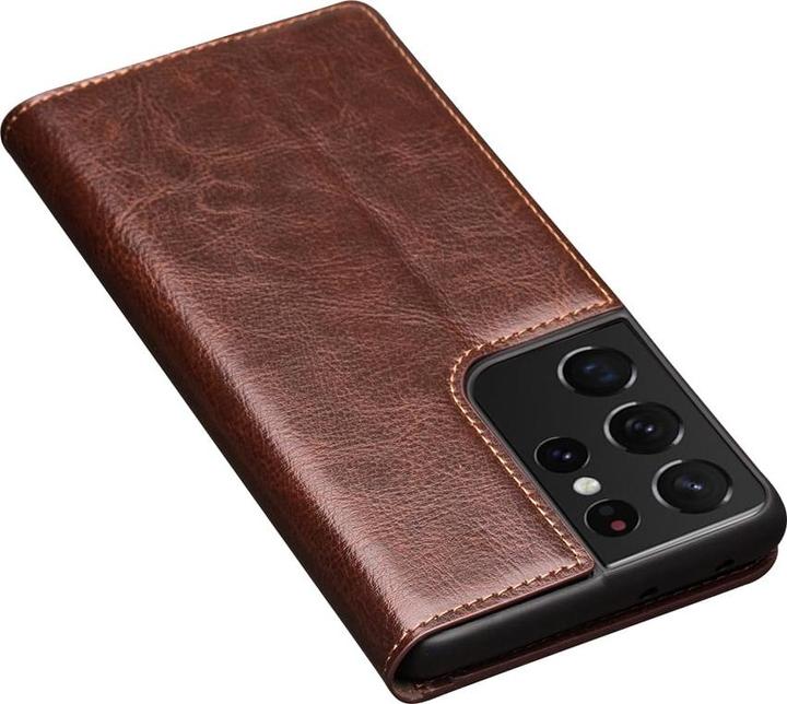 Actual product image QiAlino Fourre Flip cuir véritable (Samsung Galaxy S22 Ultra)