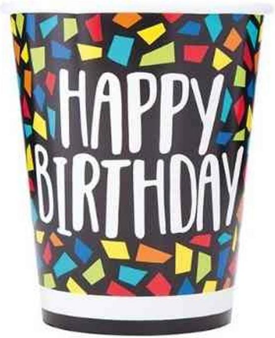 Actual product image Unique Party Paper Mosaic Birthday Party Cup (Pack of 8) (8 x)