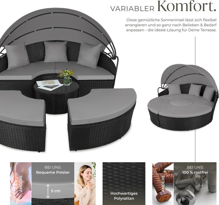 Image du produit tectake Bain de soleil rond modulable SANTORIN