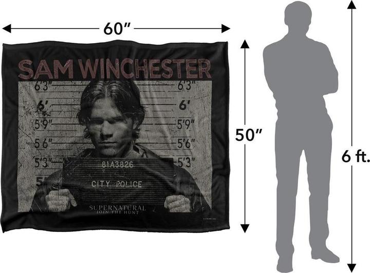 Immagine prodotto Supernatural Foto Segnaletica Sam Winchester Coperta (152 x 127 cm)