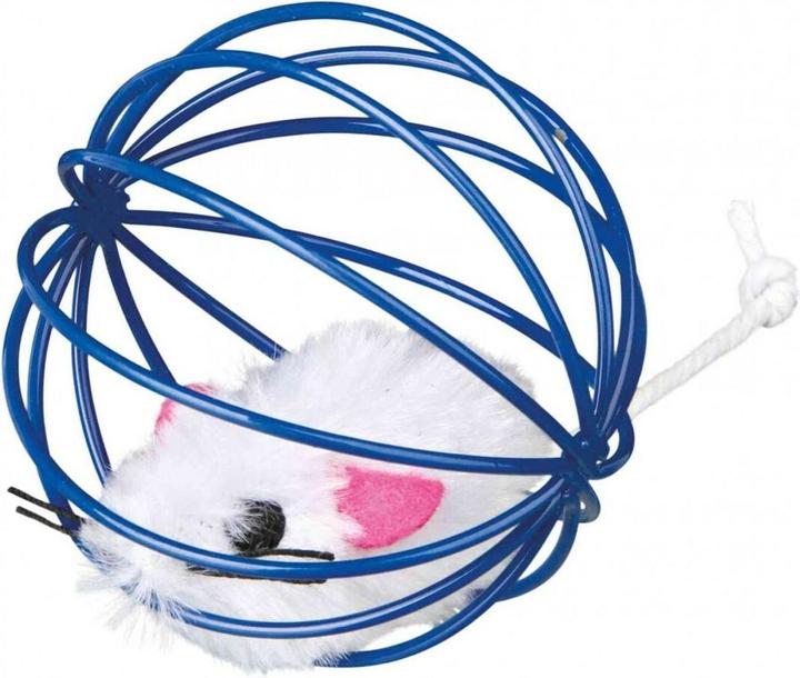 Image du produit Trixie Souris en peluche dans une boule en treillis D=6cm (Jouet en peluche chat)