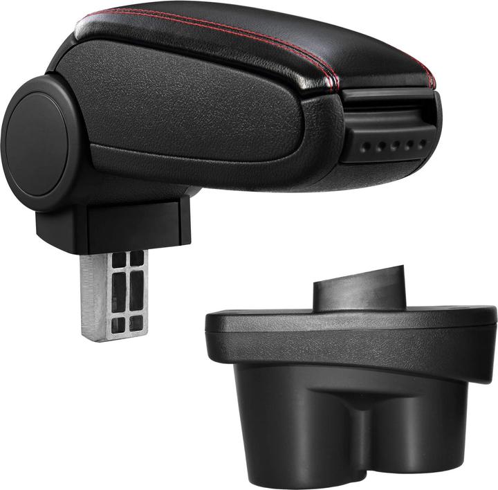 Image du produit Pro-Tec Accoudoir central Opel Corsa E avec compartiment de rangement Similicuir noir avec surpiqûres rouges