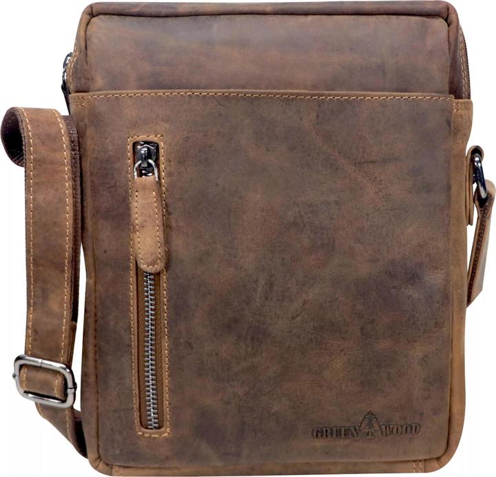 Greenwood Herrentasche Echtleder 12 Zoll Dan Vintage Look Khaki No.17